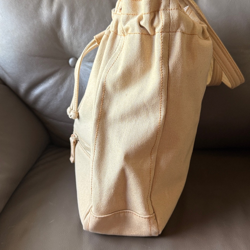 Vintage Fossil Beige and Pink Drawstring Tote Bag - Picture 4 of 13